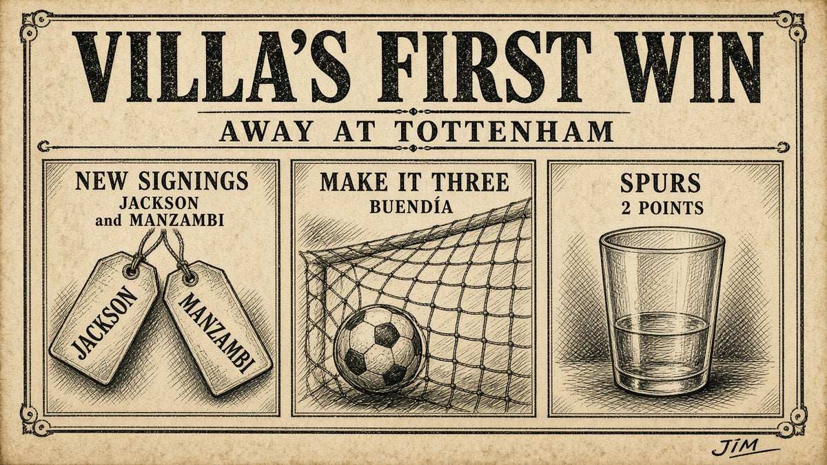 Jim plate 072: Villa win at Tottenham
